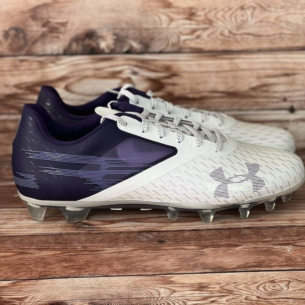 Under Armour Blur LUX MC Football Cleats White Purple 3023190-500 Men's Size 13